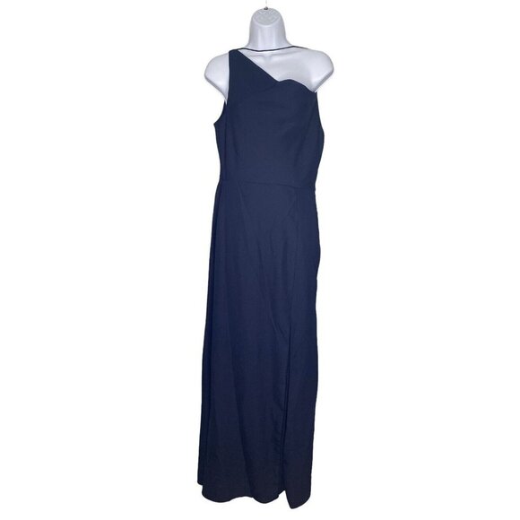 After‎ Six One-shoulder Draped Cowl-neck Maxi Dress In Midnight Navy Size 8 - Picture 2 of 11